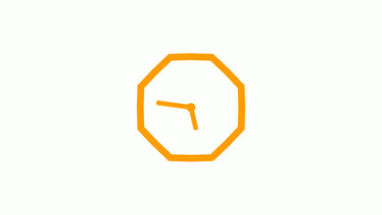 Fototapeta premium Orange color counting down 12 hours clock icon on white background,clock icon without trick