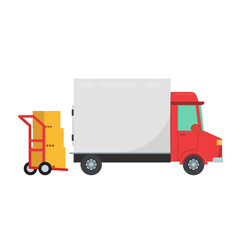 Delivery vehicles. box cartoon vector. free space for text.