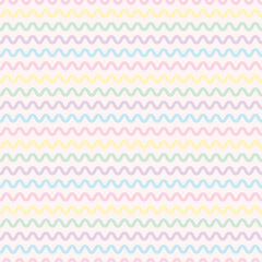 Pastel colorful wavy line seamless vector pattern.