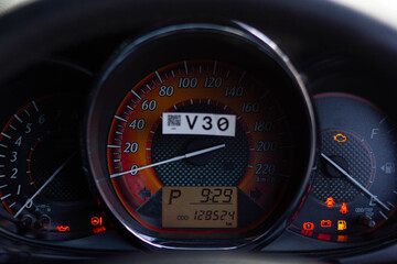 car​ instrument panel, car​ speen  motor of​ night, car​ dashboard​ modern​ automobile...