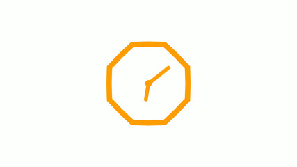 New orange color counting down clock icon on white background,Clock icon without trick