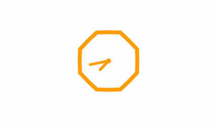 New orange color counting down clock icon on white background,Clock icon without trick