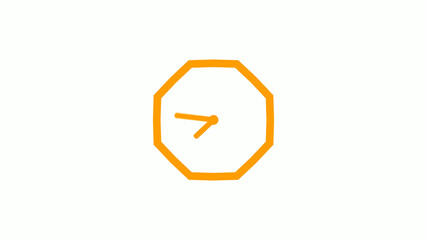 New orange color counting down clock icon on white background,Clock icon without trick