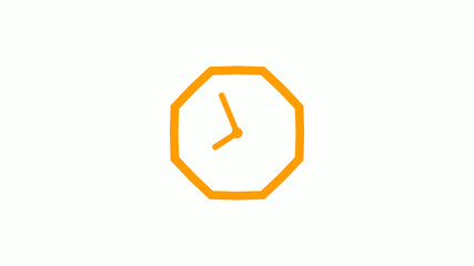 New orange color counting down clock icon on white background,Clock icon without trick