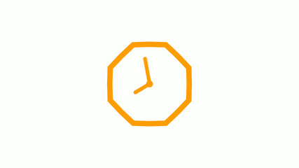 New orange color counting down clock icon on white background,Clock icon without trick