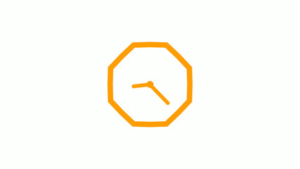 New orange color counting down clock icon on white background,Clock icon without trick