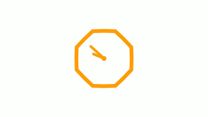 New orange color counting down clock icon on white background,Clock icon without trick