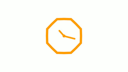 New orange color counting down clock icon on white background,Clock icon without trick