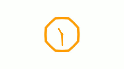 Fototapeta premium New orange color counting down clock icon on white background,Clock icon without trick