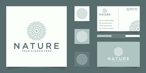 Flower logo design with line art style. logos can be used for spa, beauty salon, decoration, boutique. and business card