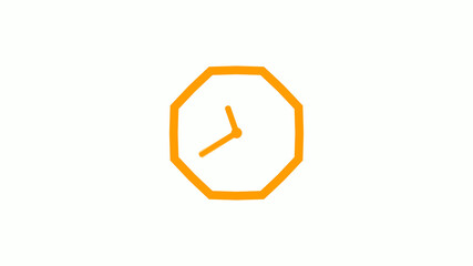 New orange color counting down clock icon on white background,Clock icon without trick