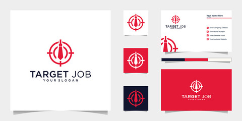 Fototapeta premium job target logo line art style and business card