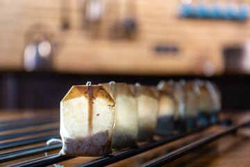 Used tea Sachets in a Kitchen