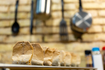 Used tea Sachets in a Kitchen