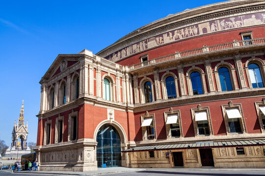 London, UK, April 1, 2012 : The Royal Albert Hall theatre concert hall in Kensington where the Proms classical concert is held each year which is a popular tourism travel destination visitor landmark 