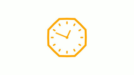 Amazing orange color counting down 12 hours clock icon on white background,Clock icon