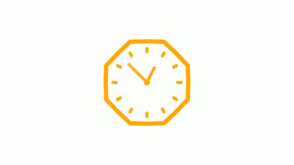 Amazing orange color counting down 12 hours clock icon on white background,Clock icon