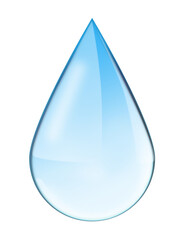 Blue water drop illustration on white background