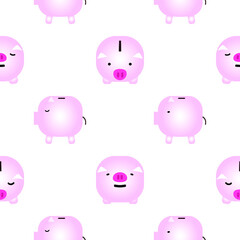 Pig or Piggybank repeat pattern and seamless vector