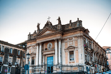 CATANIA, ITALY - January 19, 2019: Traditional Cathedral building in Catania, Italy
