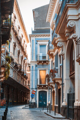 Fototapeta premium CATANIA, ITALY - January 19, 2019: Street view of downtown in Catania, Italy
