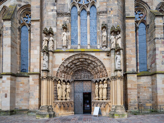 Fototapeta na wymiar The entrance portal of High Cathedral of Saint Peter in Trier, Rhineland-Palatinate, Germany