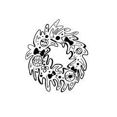 Christmas wreath, vector illustration , isolated on a white background. You can use it for the design of printed products, social networks as a decorative element.