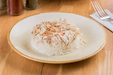 Turkish Street Food Chicken and Rice / Tavuk Pilav or Pilaf.