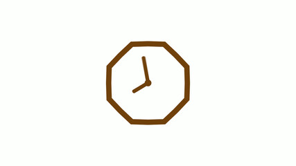 Orange dark counting down 12 hours clock icon on white background,Clock icon