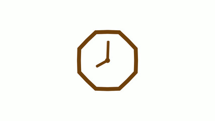 Orange dark counting down 12 hours clock icon on white background,Clock icon