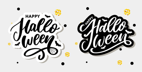 Halloween lettering greeting card calligraphy text brush black vector