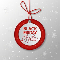 Black Friday realistic vector round paper price tag. Sale price tag labels. © ku4erashka