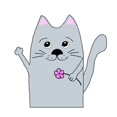 Gray kitten, simple design, Illustration, design of cards, posters for the nursery.