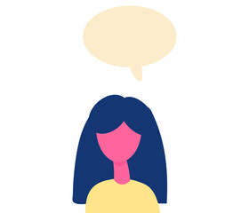 Woman talking. Conversation Speech bubble. Communication and chat concept. Vector illustration flat design isolated on white background.