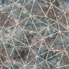 Chic formal grungy geometric shapes texture seamless pattern. High quality illustration. Strange abstract geo design in a trendy posh exotic style. Grainy fabric texture overlay.