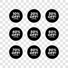 discount black vector special offer labels set. Discount tag promotion template. Coupon offer.black friday Modern vector illustration