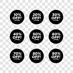 discount black vector special offer labels set. Discount tag promotion template. Coupon offer.black friday Modern vector illustration