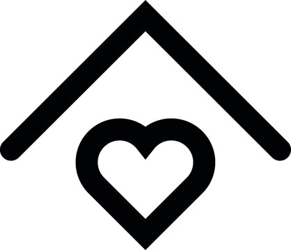 Stay home icon, heart shape love home icon logo