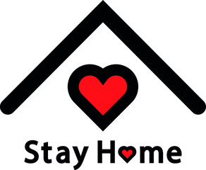 Stay home icon, heart shape love home icon logo