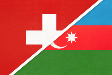 Switzerland and Azerbaijan, symbol of national flags from textile. Championship between two countries.