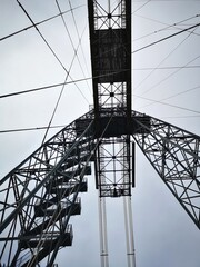 The Newport Transporter Bridge which crosses the River Usk in South Wales. It is one of fewer than...