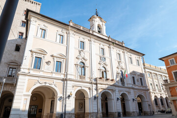Fototapeta na wymiar municipality in the square Vittorio Emanuele II in the city of rieti