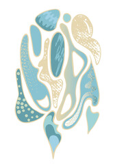 group of abstract decorated elements of streamlined shapes