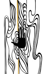 human hand and power emanating from it