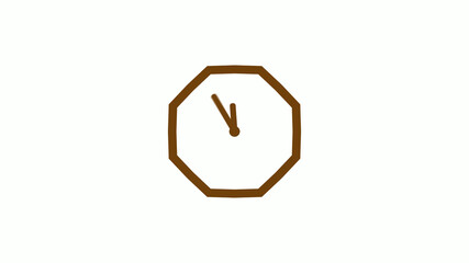 Orange dark counting down 12 hours clock icon on white background,Clock icon
