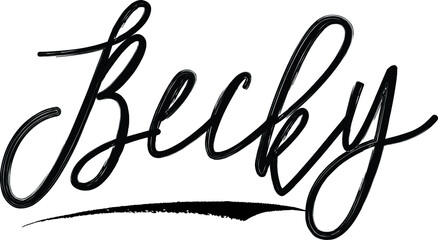Becky Brush Calligraphy Handwritten Typography Text on
White Background