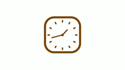 Orange dark square counting down clock icon on white background, New clock icon