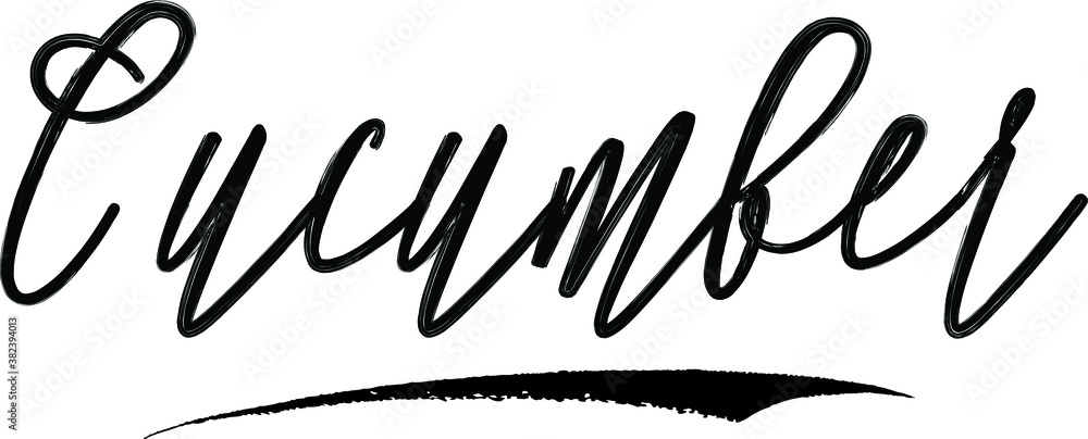 Fototapete cucumber brush calligraphy handwritten typography text on white background