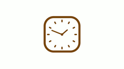 Orange dark square counting down clock icon on white background, New clock icon