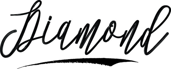 Diamond Brush Calligraphy Handwritten Typography Text on
White Background